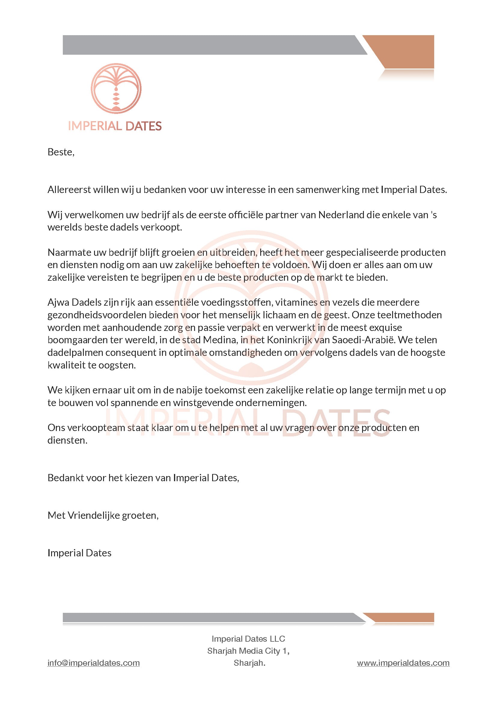 Welcome Letter NL